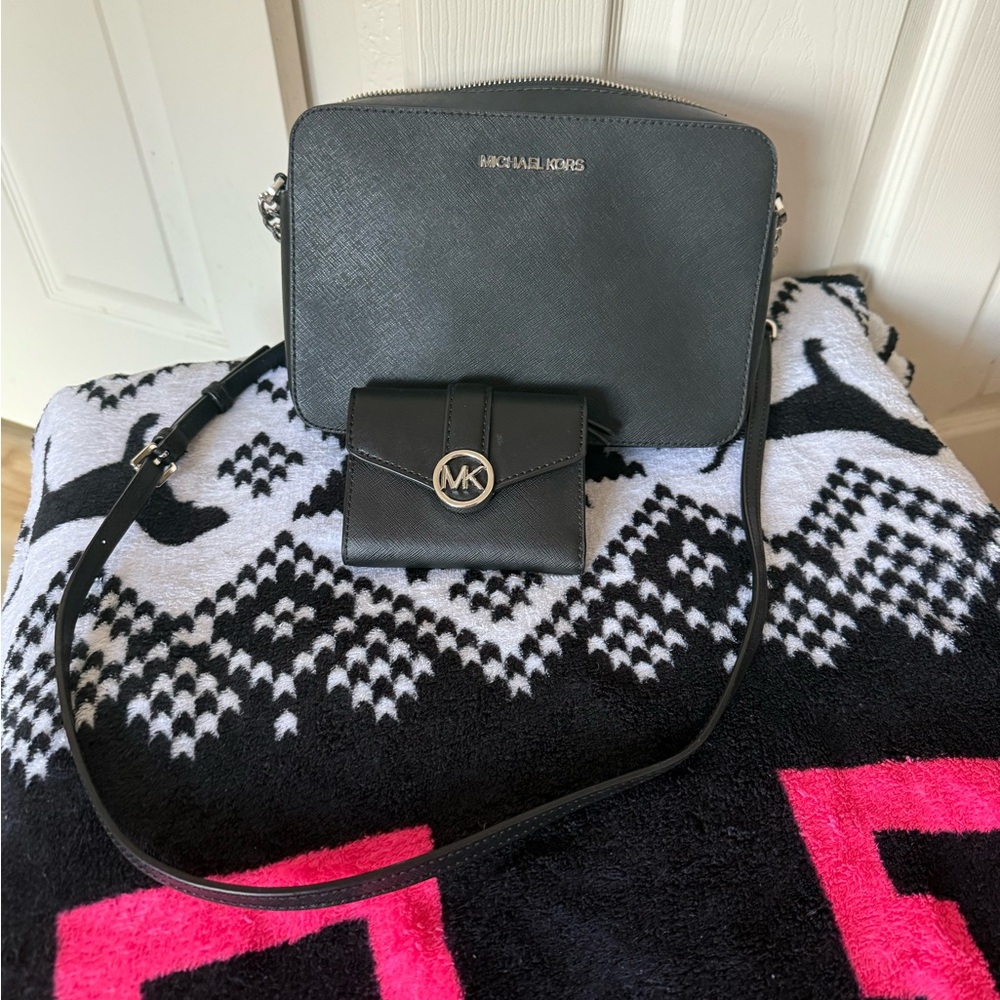 Michael Kors Charcoal Crossbody Bag and Wallet